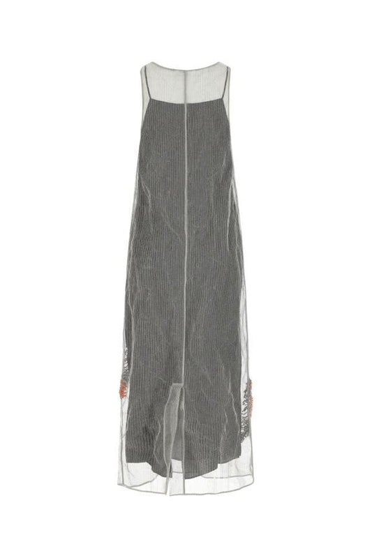 Prada Woman Silver Mesh Long Dress