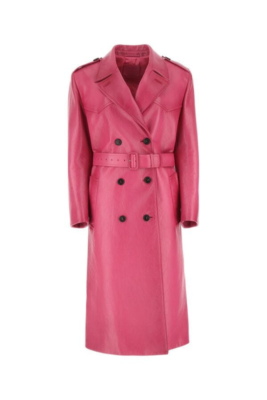 Prada Woman Fuchsia Leather Coat