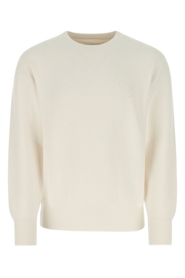 Prada Man Ivory Stretch Cashmere Blend Sweater