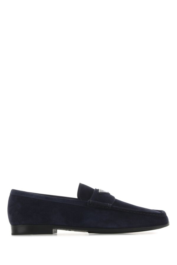 Prada Man Navy Blue Suede Loafers