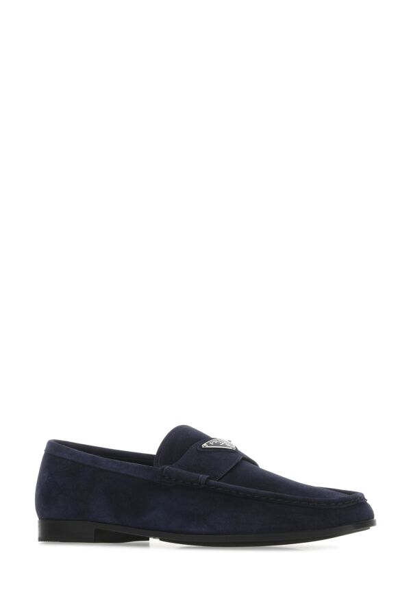 Prada Man Navy Blue Suede Loafers