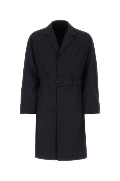 Prada Man Navy Blue Cotton Blend Overcoat