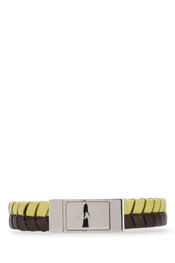 Prada Man Two-Tone Leather Bracelet