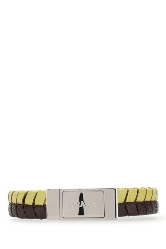 Prada Man Two-Tone Leather Bracelet