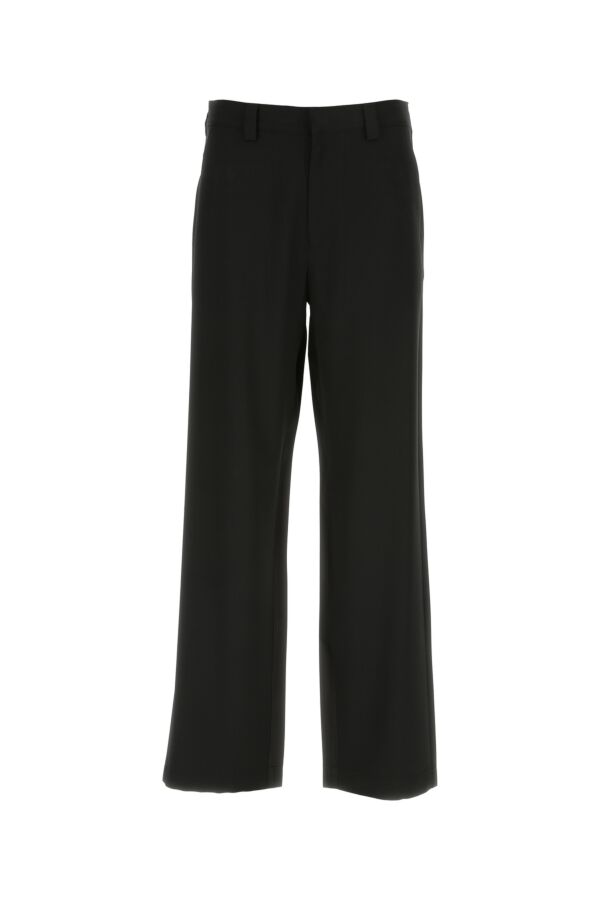 Prada Man Black Wool Wide-Leg Pant