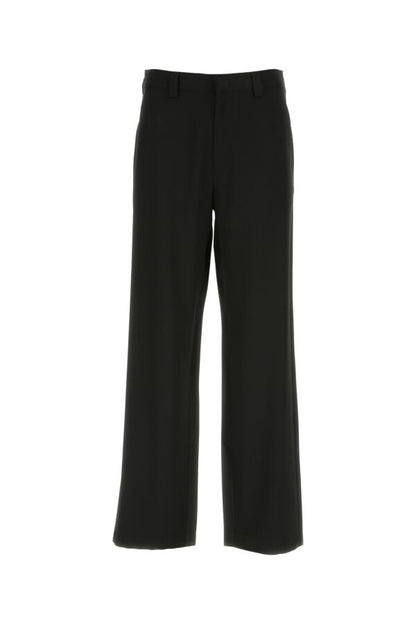 Prada Man Black Wool Wide-Leg Pant