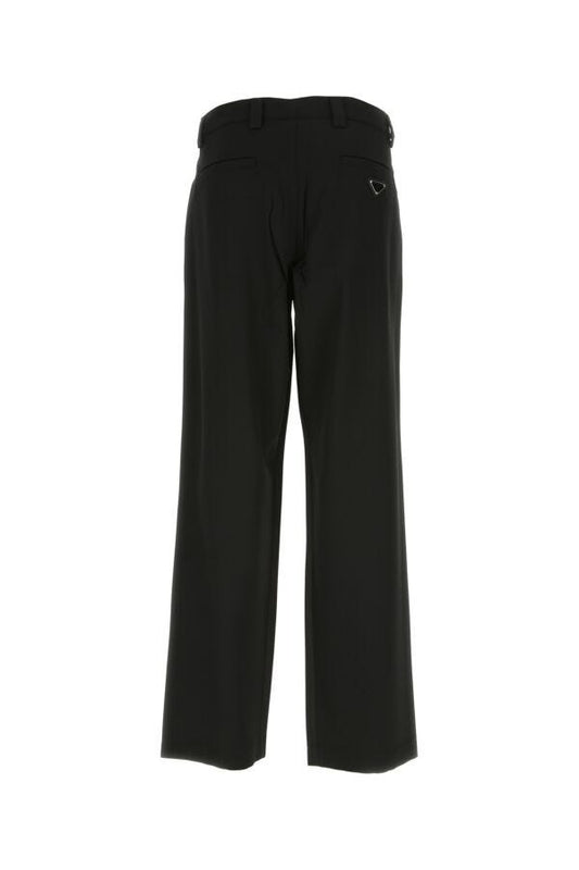 Prada Man Black Wool Wide-Leg Pant