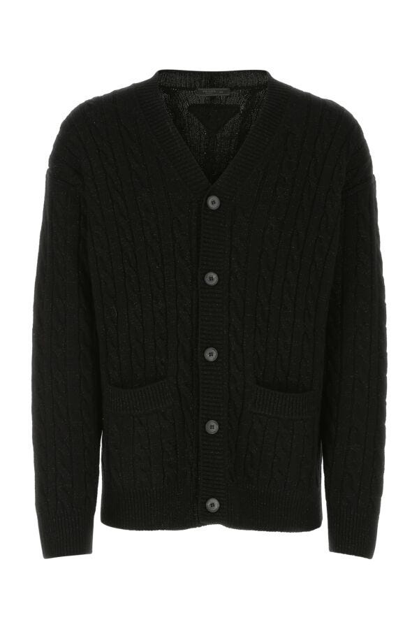 Prada Man Black Wool Blend Oversize Cardigan