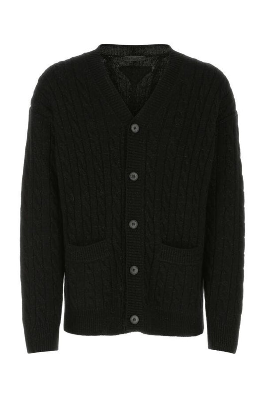 Prada Man Black Wool Blend Oversize Cardigan