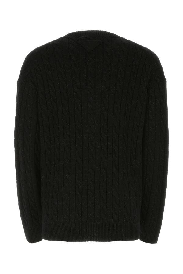 Prada Man Black Wool Blend Oversize Cardigan