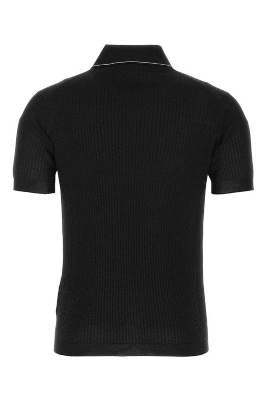 Prada Man Black Wool Blend Polo Shirt