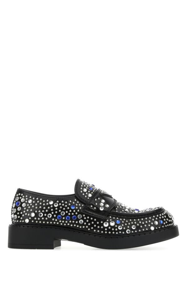 Prada Man Embellished Leather Loafers