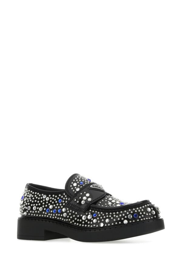 Prada Man Embellished Leather Loafers