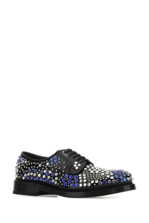 Prada Man Embellished Leather Lace-Up Shoes