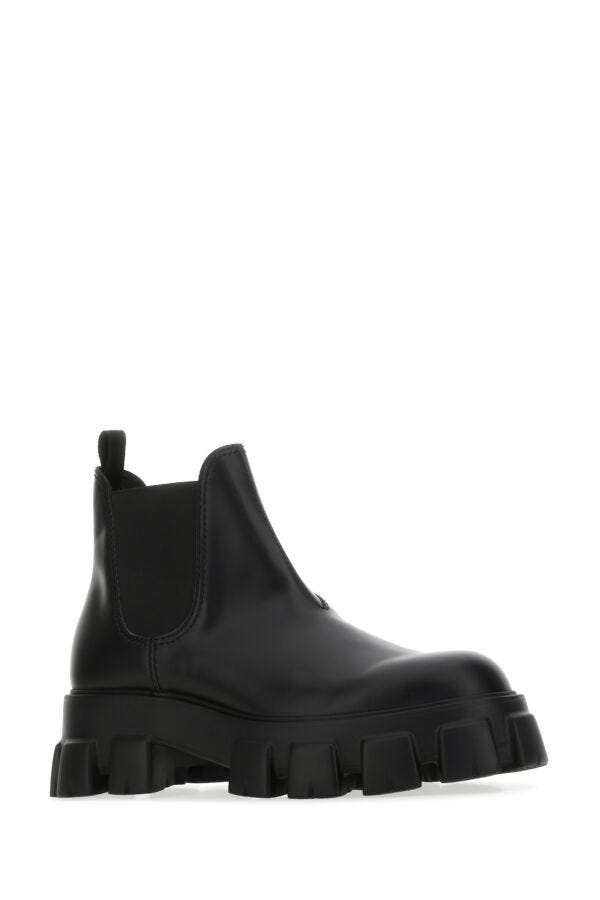 Prada Man Black Leather Monolith Ankle Boots