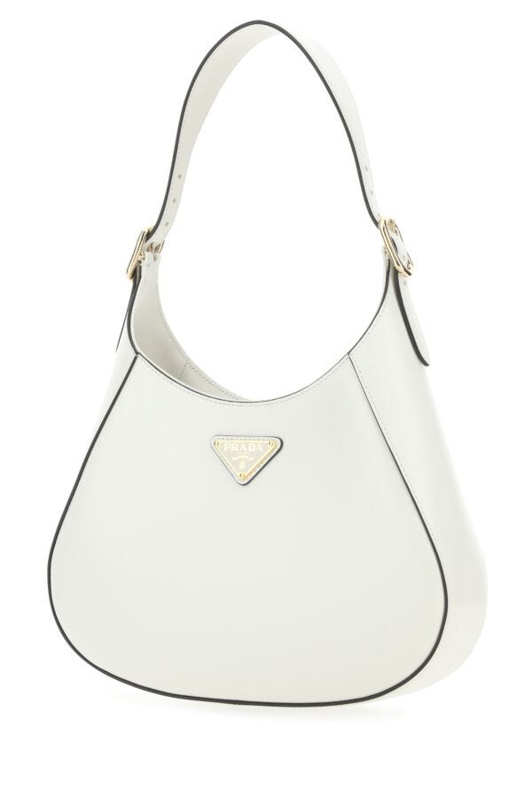 Prada Woman White Leather Cleo Shoulder Bag