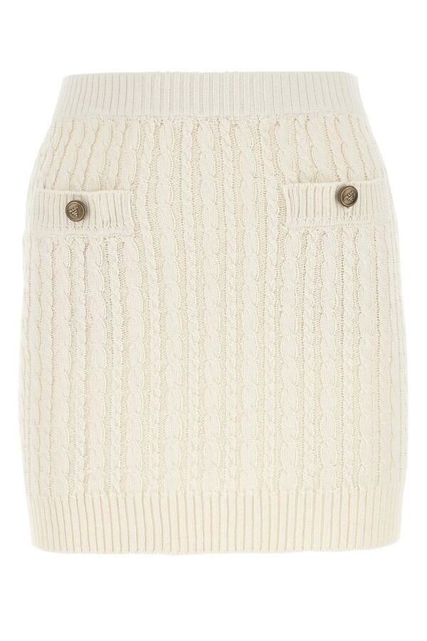 Prada Woman Ivory Cotton Blend Mini Skirt