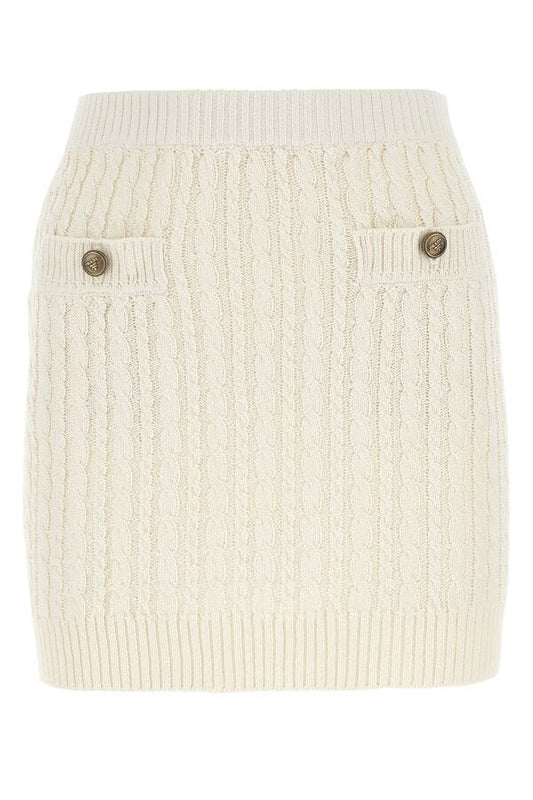 Prada Woman Ivory Cotton Blend Mini Skirt