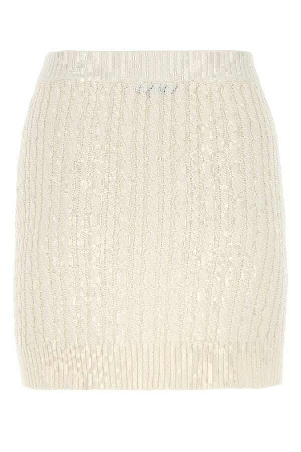 Prada Woman Ivory Cotton Blend Mini Skirt