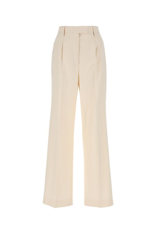 Prada Woman Ivory Cotton Wide-Leg Pant