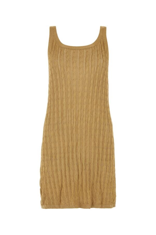 Prada Woman Gold Lame Mini Dress