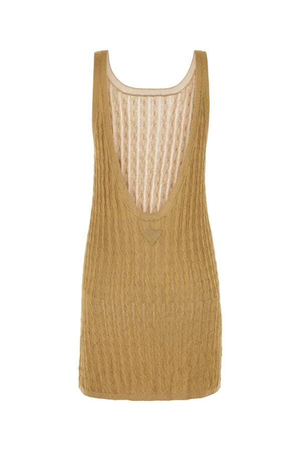 Prada Woman Gold Lame Mini Dress