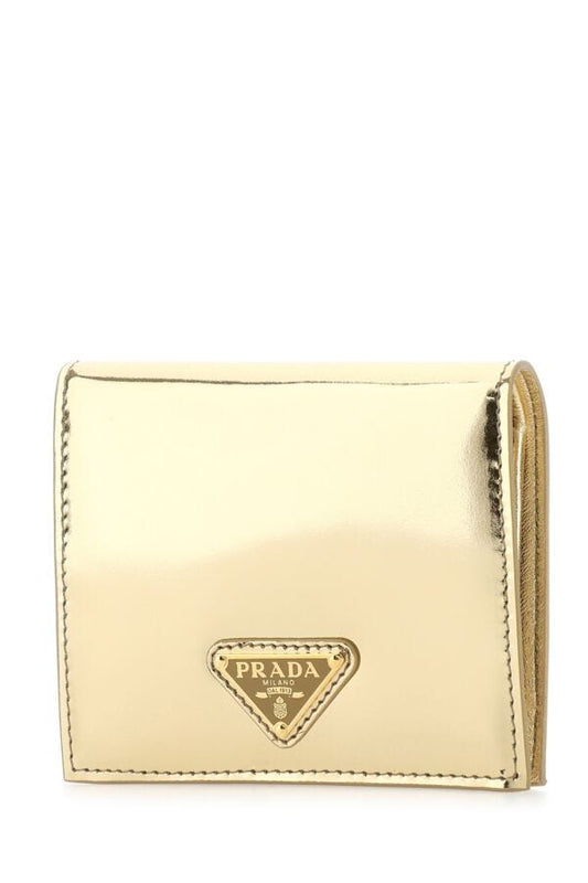 Prada Woman Gold Leather Wallet