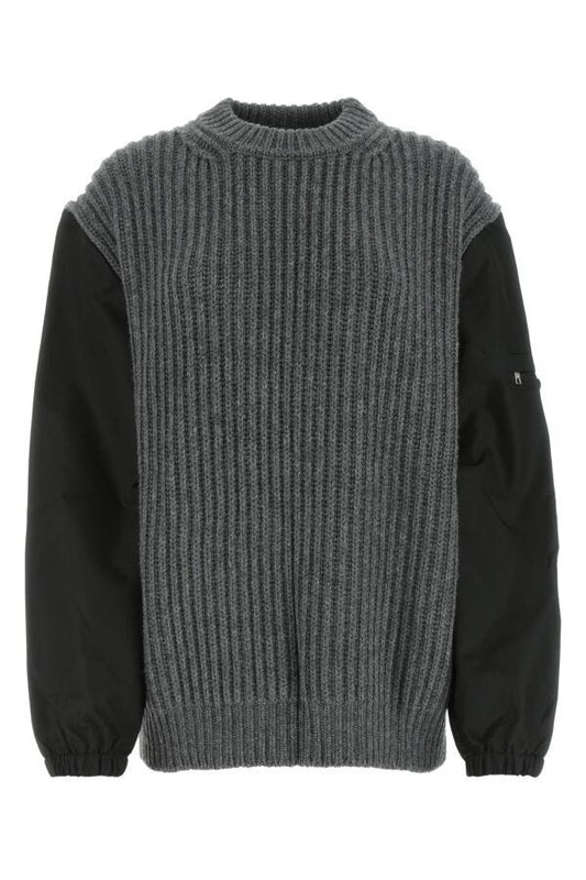 Prada Woman Dark Grey Wool Blend Oversize Sweater