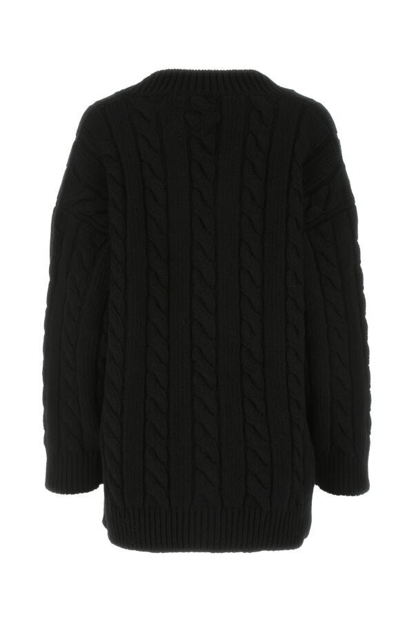 Prada Woman Black Wool Blend Oversize Cardigan