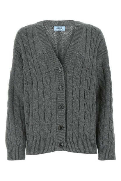 Prada Woman Grey Cashmere Oversize Cardigan