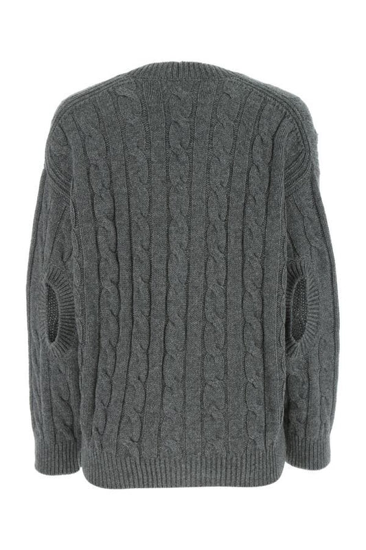 Prada Woman Grey Cashmere Oversize Cardigan