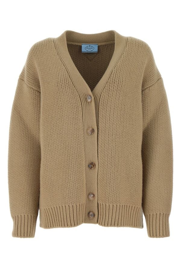 Prada Woman Beige Wool Blend Oversize Cardigan