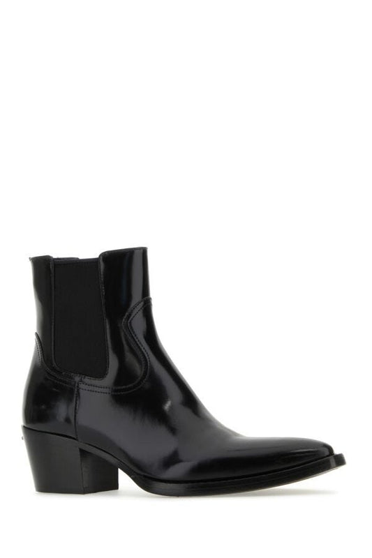 Prada Woman Black Leather Ankle Boots