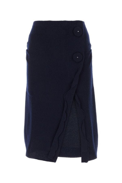 Prada Woman Midnight Blue Wool Blend Skirt