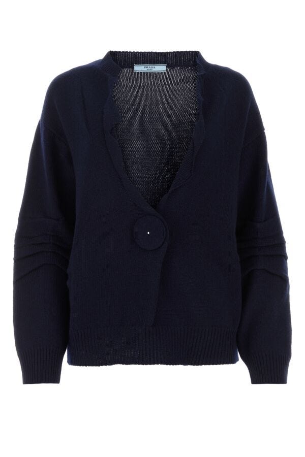 Prada Woman Dark Blue Wool Blend Sweater