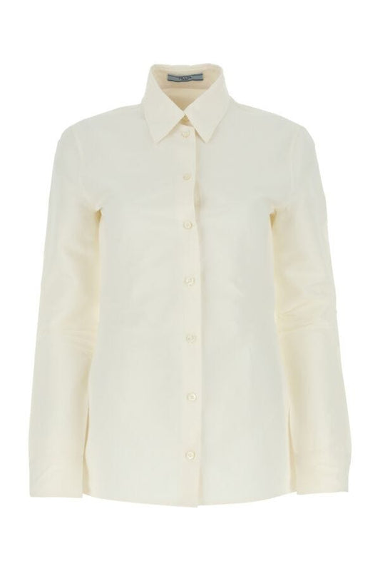 Prada Woman Ivory Paper And Viscose Shirt