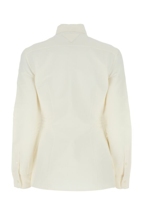 Prada Woman Ivory Paper And Viscose Shirt