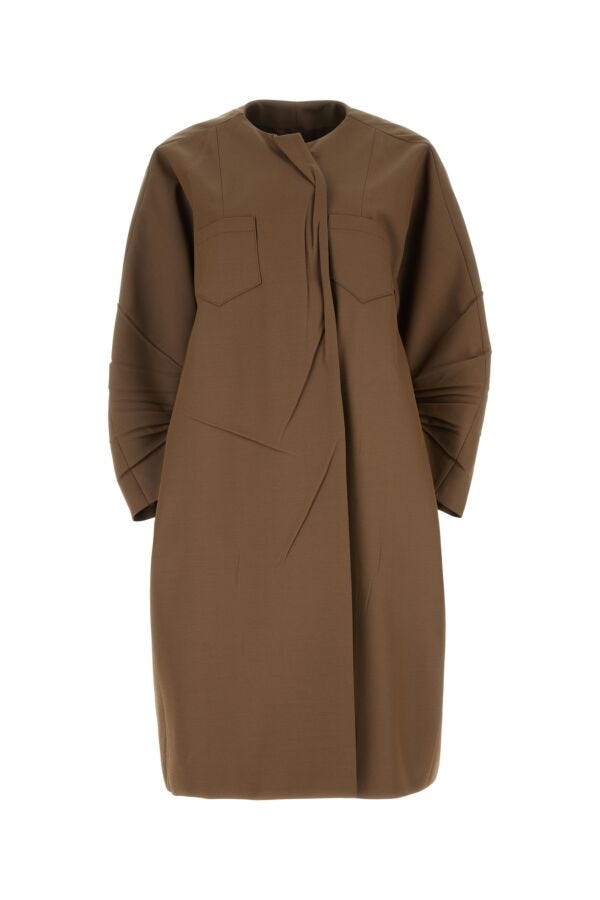 Prada Woman Brown Gabardine Overcoat