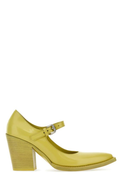 Prada Woman Acid Green Leather Pumps