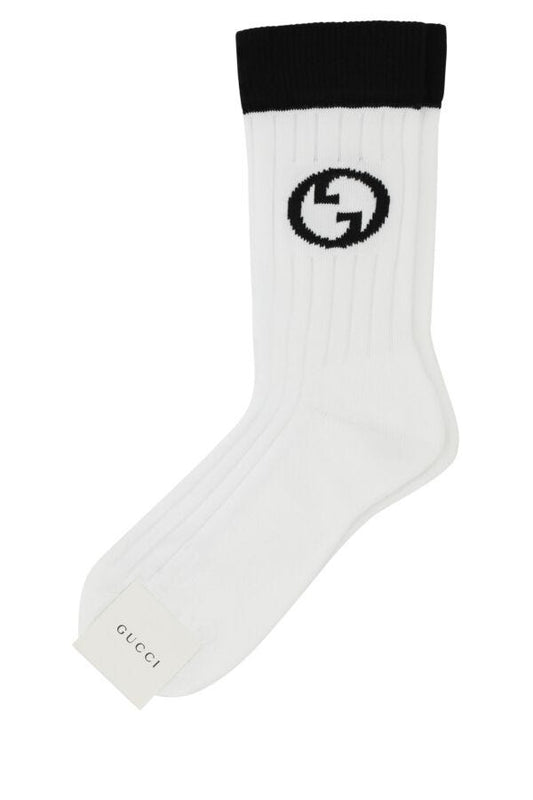 Gucci Woman White Stretch Cotton Blend Socks