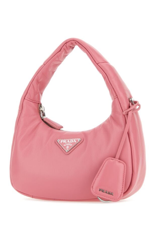 Prada Woman Pink Nappa Leather Mini Prada Soft Handbag