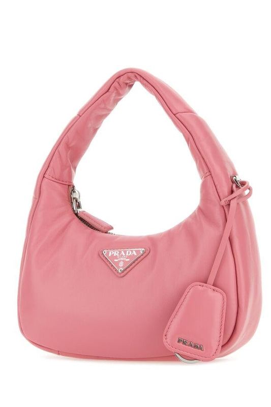 Prada Woman Pink Nappa Leather Mini Prada Soft Handbag