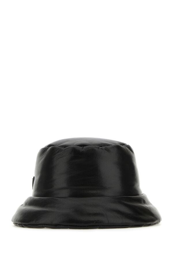 Prada Woman Black Nappa Leather Padded Hat