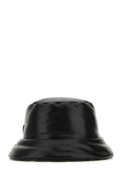 Prada Woman Black Nappa Leather Padded Hat