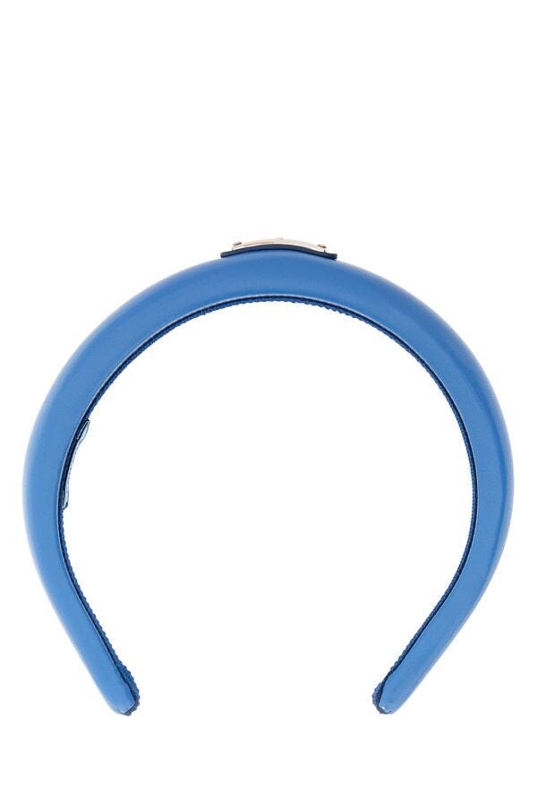 Prada Woman Cerulean Blue Nappa Leather Hairband