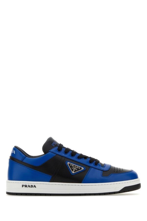 Prada Man Two-Tone Leather Downtown Sneakers