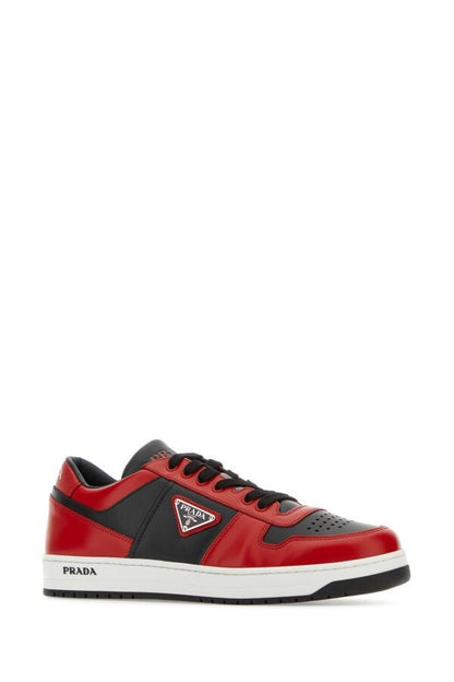 Prada Man Two-Tone Leather Downtown Sneakers