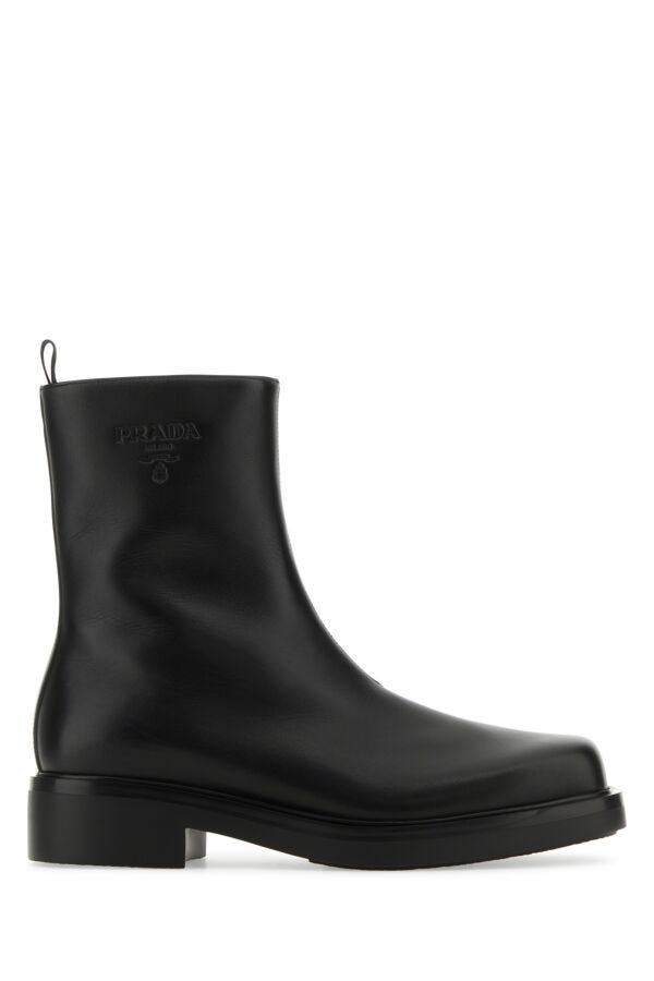 Prada Man Black Leather Ankle Boots