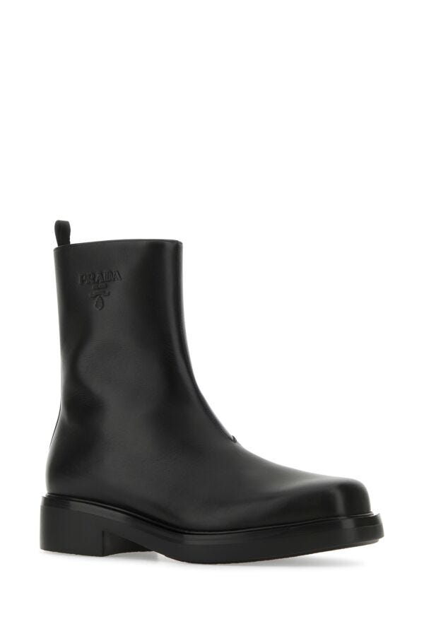 Prada Man Black Leather Ankle Boots