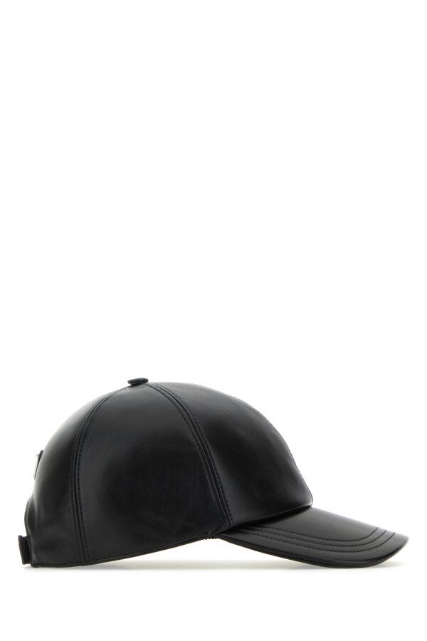 Prada Man Black Nappa Leather Baseball Cap